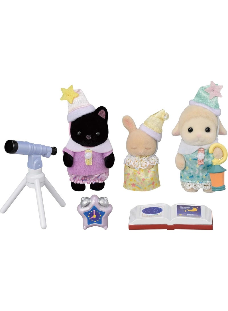 Sylvanian Families Kindergarten Friends Sleepover Party Trio – Mini Dolls Set with Accessories, Pretend Play Toys for Kids, Imaginative Roleplay, Dollhouse Fun - Image 3